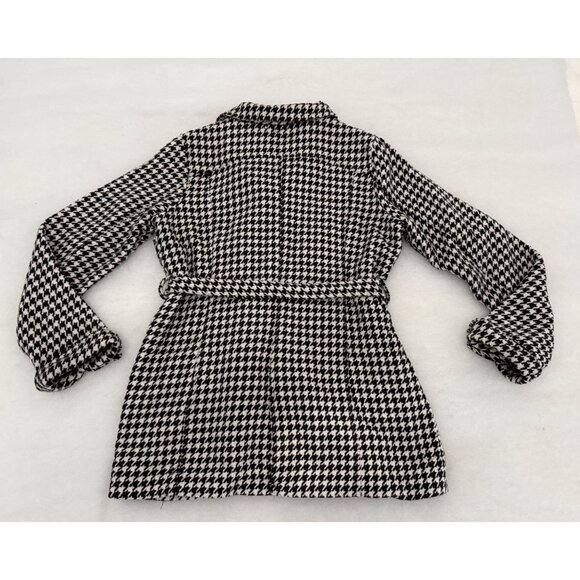 Odyn Houndstooth Belted Mid-Length Coat Women’s XL Black White Mod Retro Goth St - Picture 7 of 14